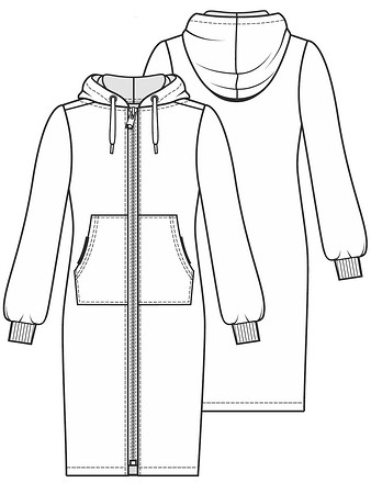 Технический рисунок пальто в спортивном стиле