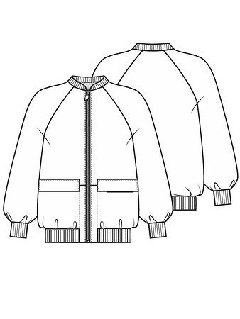 Технический рисунок куртки-бомбера без подкладки
