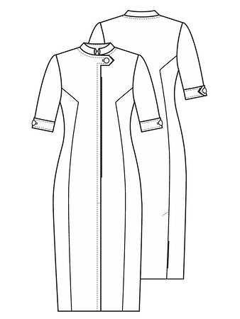 Технический рисунок платья с застежкой на молнию
