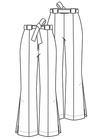 Технический рисунок расклешенных брюк