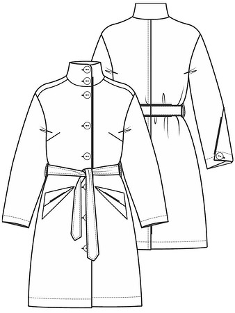 Технический рисунок пальто с воротником-стойкой