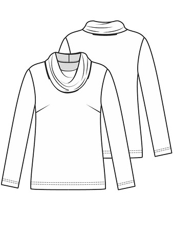 Технический рисунок пуловера свободного силуэта