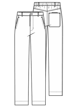 Технический рисунок мужских брюк свободного кроя
