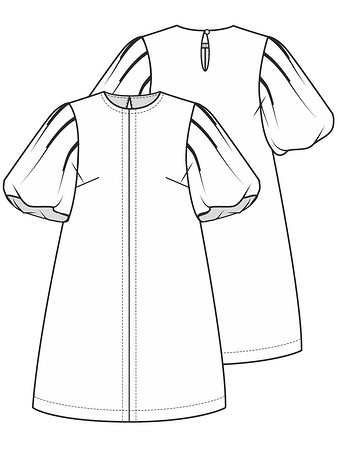 Технический рисунок платья с рукавами-баллонами