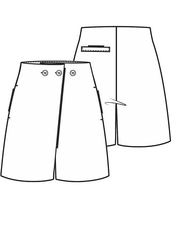 Технический рисунок шорт с застежкой-складкой