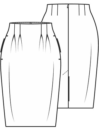 Юбка со складками и карманами в боковых швах