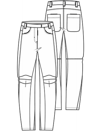 Технический рисунок брюк в стиле бойфренд