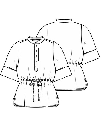 Технический рисунок блузы с широкими рукавами