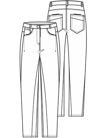 Технический рисунок брюк со вставками по шаговому шву
