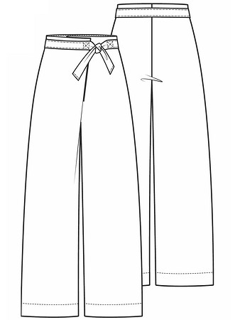 Технический рисунок брюк без застежки