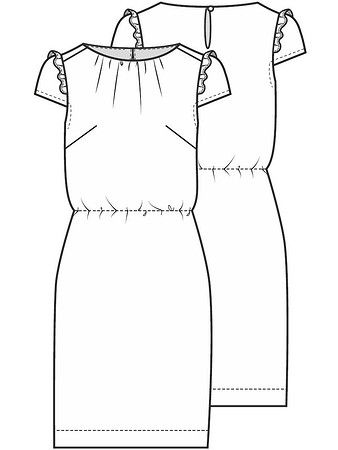 Технический рисунок платья с прямой юбкой