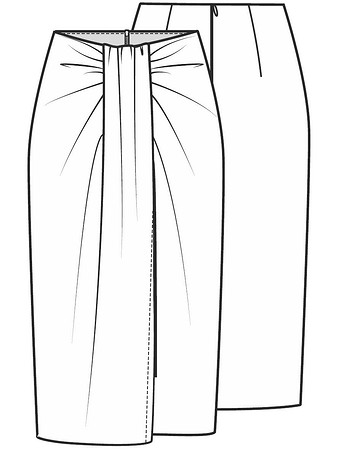 Технический рисунок юбки с драпировкой