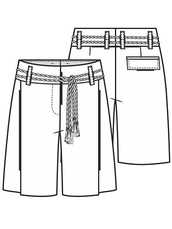 Технический рисунок шортов со складками