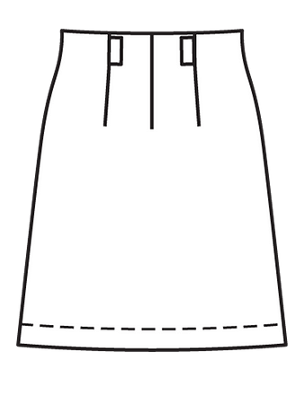Технческий рисунок мини-юбки вид сзади
