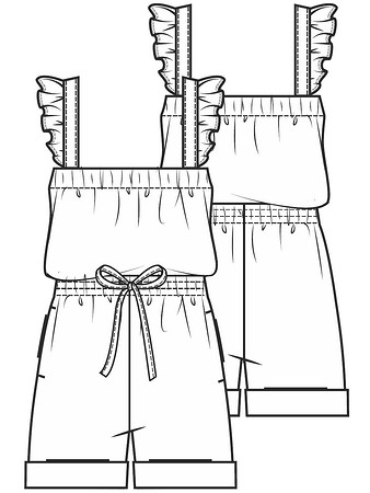 Технический рисунок комбинезона с короткими штанинами