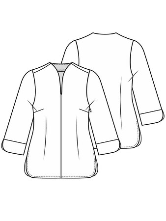 Технический рисунок блузки с разрезами на рукавах