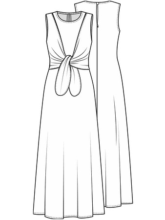 Технический рисунок платья с имитацией болеро