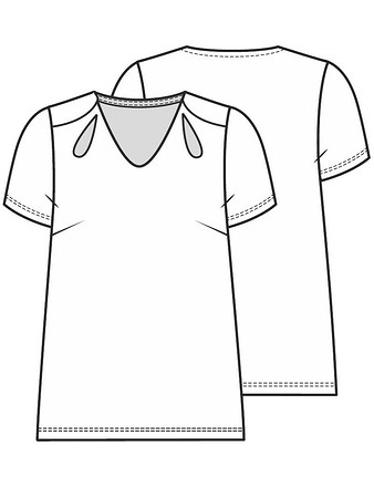 Технический рисунок блузки с вырезами-капельками