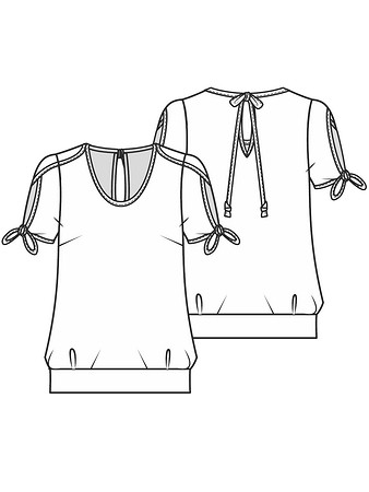 Технический рисунок трикотажная блузки на поясе