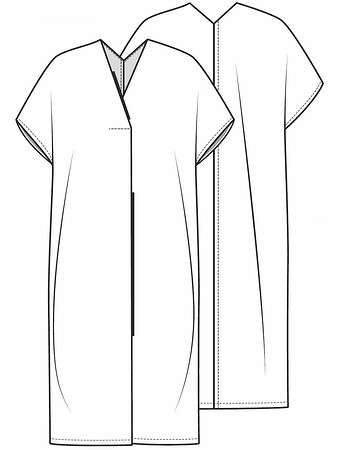 Технический рисунок платья-кафтана