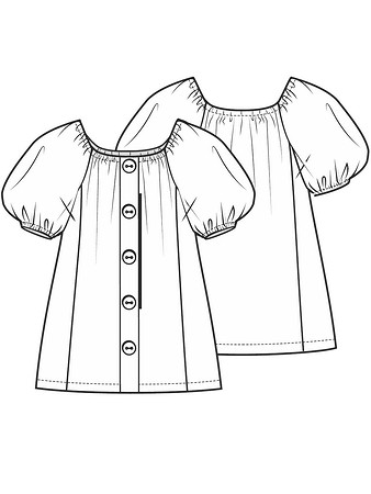 Технический рисунок блузки с рукавами реглан