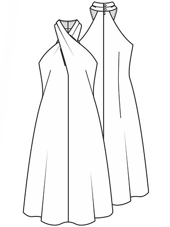 Технический рисунок платья с горловиной halter