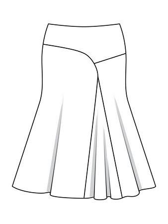 Технический рисунок юбки с клином годе