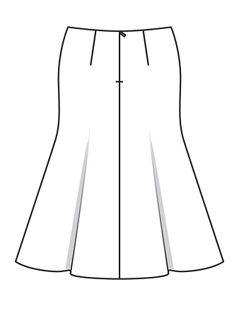 Технический рисунок юбки с клином годе вид сзади