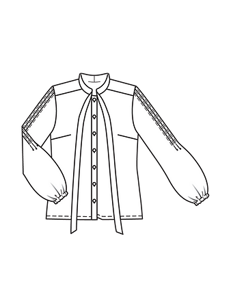 Технический рисунок блузки с бантом
