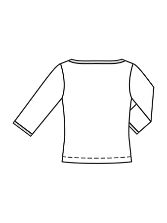 Технический рисунок пуловера с вырезом-лодочкой спинка