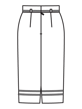 Технический рисунок узкой юбки-карандаш вид сзади