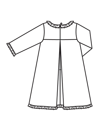 Технический рисунок платья расклешенного силуэта спинка
