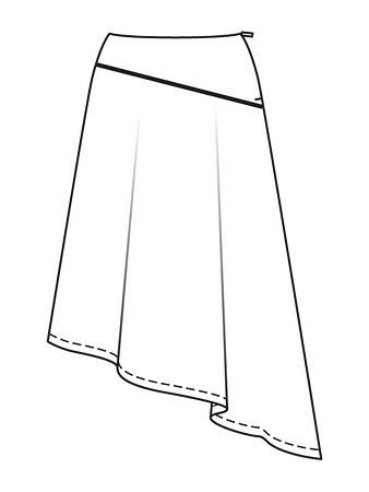 Технический рисунок юбки асимметричного кроя