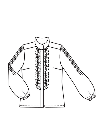 Технический рисунок блузки с оборками