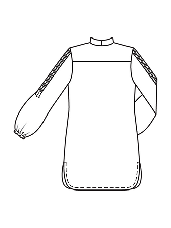 Технический рисунок длинной блузки спинка