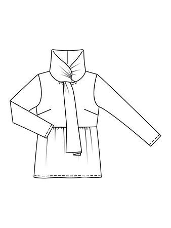 Технический рисунок пуловера с воротником-шарфом