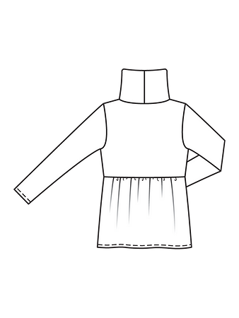 Технический рисунок спинки пуловера с воротником-шарфом