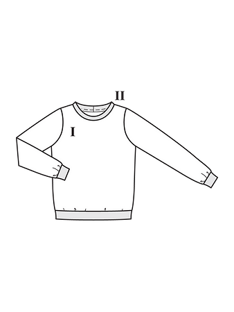 Технический рисунок пуловера простого кроя