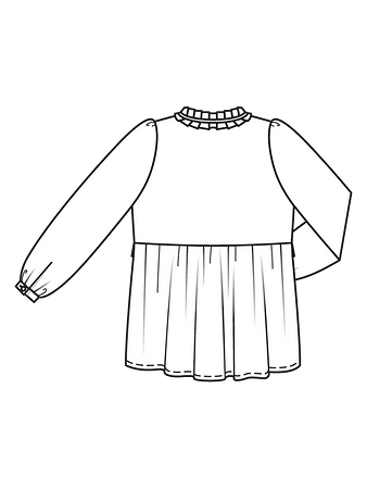Технический рисунок спинки блузки в стиле ампир