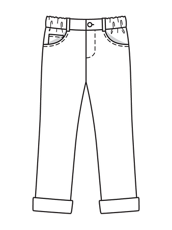 Технический рисунок брюк в джинсовом стиле