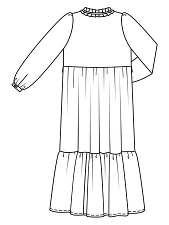 Технический рисунок спинки платья в стиле ампир