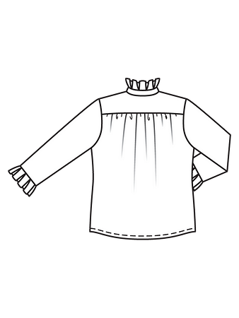 Технический рисунок спинки блузки с оборками-складками