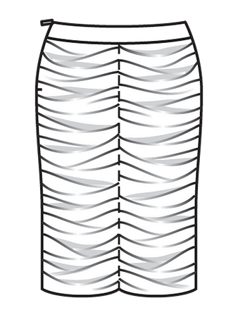 Технический рисунок присборенной юбки вид сзади