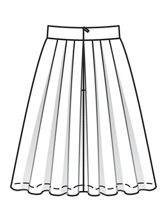 Технический рисунок юбки в складку вид сзади
