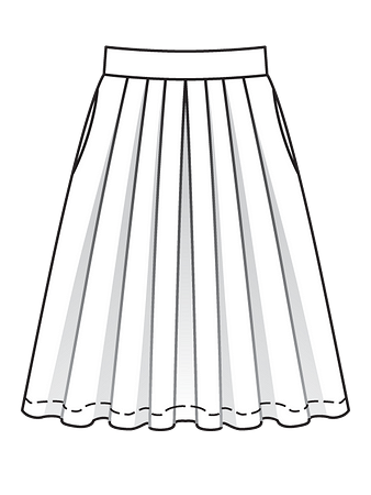 Технический рисунок юбки со встречными складками