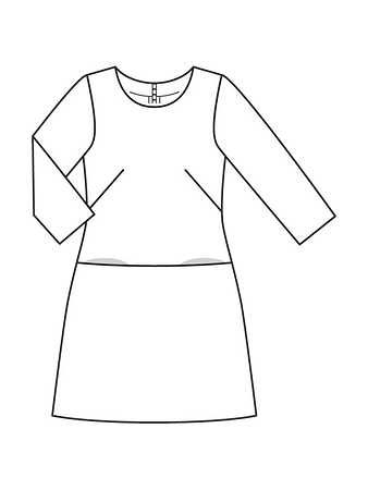 Технический рисунок платья с круглым вырезом