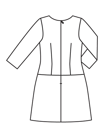 Технический рисунок спинки платья с круглым вырезом