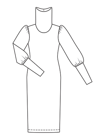 Технический рисунок платья с воротником гольф