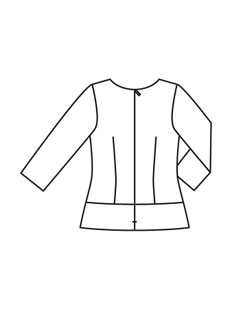 Технический рисунок спинки блузки с круглым вырезом