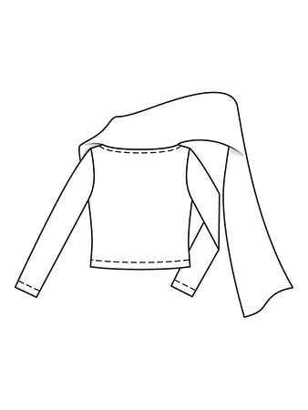 Технический рисунок спинки пуловера с шарфом